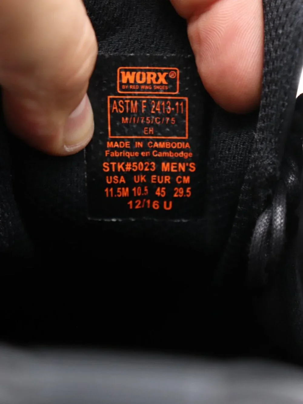 Red Wing WORX Zink Men's Size 11.5 M Work Shoe Black Leather Lace Up Safety Toe